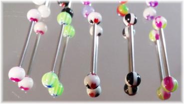 Barbell Zungen Brustwarzen Piercing UV Candy 16G - 1.4mm