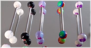 Barbell Zungen Brustwarzen Piercing UV Candy 16G - 1.4mm