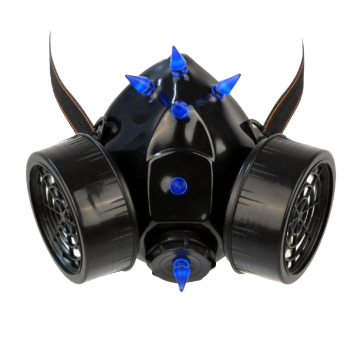 INDUSTRIAL, CYBER ,Gothic, Club GASMASKE UV Spikes Neon Unisex Blau