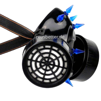 INDUSTRIAL, CYBER ,Gothic, Club GASMASKE UV Spikes Neon Unisex Blau
