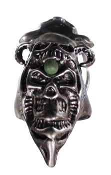 Unisex Totenkopf Totem Ring ð mit Stein Silberfarben ð