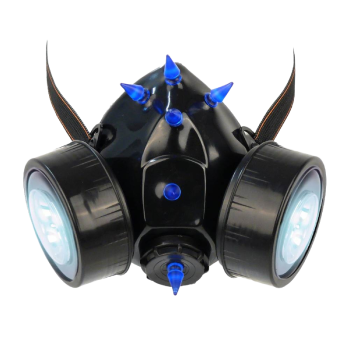INDUSTRIAL, CYBER ,Club GASMASKE LED und UV Spikes Neon Unisex Blau