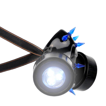 INDUSTRIAL, CYBER ,Club GASMASKE LED und UV Spikes Neon Unisex Blau