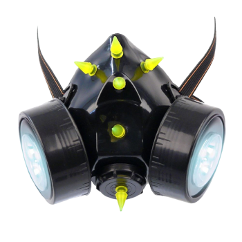 INDUSTRIAL, CYBER ,Gothic, Club GASMASKE LED und UV Spikes Neon Unisex