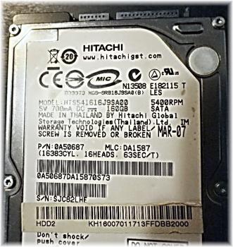 HITACHI Travelstar 5K160 - HTS541616J9SA00 - 160GB - 5400RPM