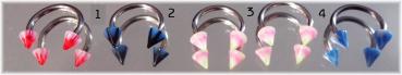 Hufeisen Cone Spitze UV Piercing Candy Stripe18G 1.0 mm