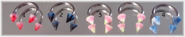 Hufeisen Cone Spitze UV Piercing Candy Stripe18G 1.0 mm
