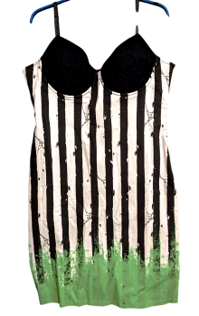 Killstar Beetlejuice Distressed Stripe Bleistift Kleid