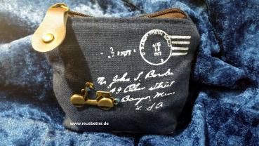 Kleingeld Portemonnaie aus Leinen/Leder mit Antik Anhänger - 3 Motive zur Auswahl