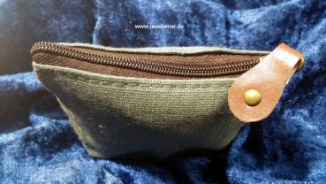 Kleingeld Portemonnaie aus Leinen/Leder mit Antik Anhänger - 3 Motive zur Auswahl