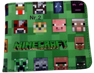 Motiv Minecraft -Pixelblock -Portmonee - Klapp-Geldbörse - 2 Motive zur Auswahl
