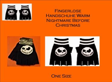 The Nightmare Before Christmas シJack Skellington Fingerlose Handschuhe