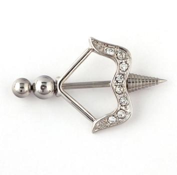 Brust Piercing Nippel Shield Pfeil Kristalle 1.6mm