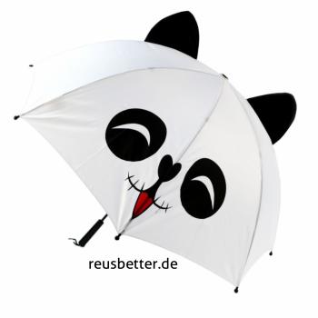 Regenschirm Panda Bär mit Ohren | Kawaii  | Stockschirm 72 cm Lang | Ausgefallene Regenschirme