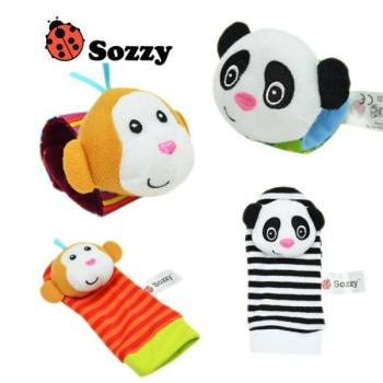 Baby Aktiv Spiel Armband Panda oder Äffchen mit Rassel von Sozzy