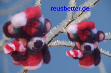 Teddybär Weihnachtsmann - Unikat Handgefilzt Anhänger - Handarbeit