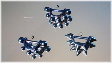 Septum Piercing | Blau Eloxiert | Kugeln Spikes | 16G - 1.2 mm