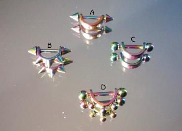 Universal Piercing | Septum | Regenbogen Spike | Edelstahl Eloxiert | 16G - 1.2 mm