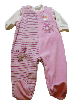 Kleinkinder Baby Strampler 2 Teiliges Baby Set Nicki Samt Flieder Rosa mit Shirt