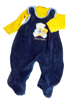 Kleinkinder Baby Strampler 2 teiliges Baby Set Nickisamt Dunkelblau