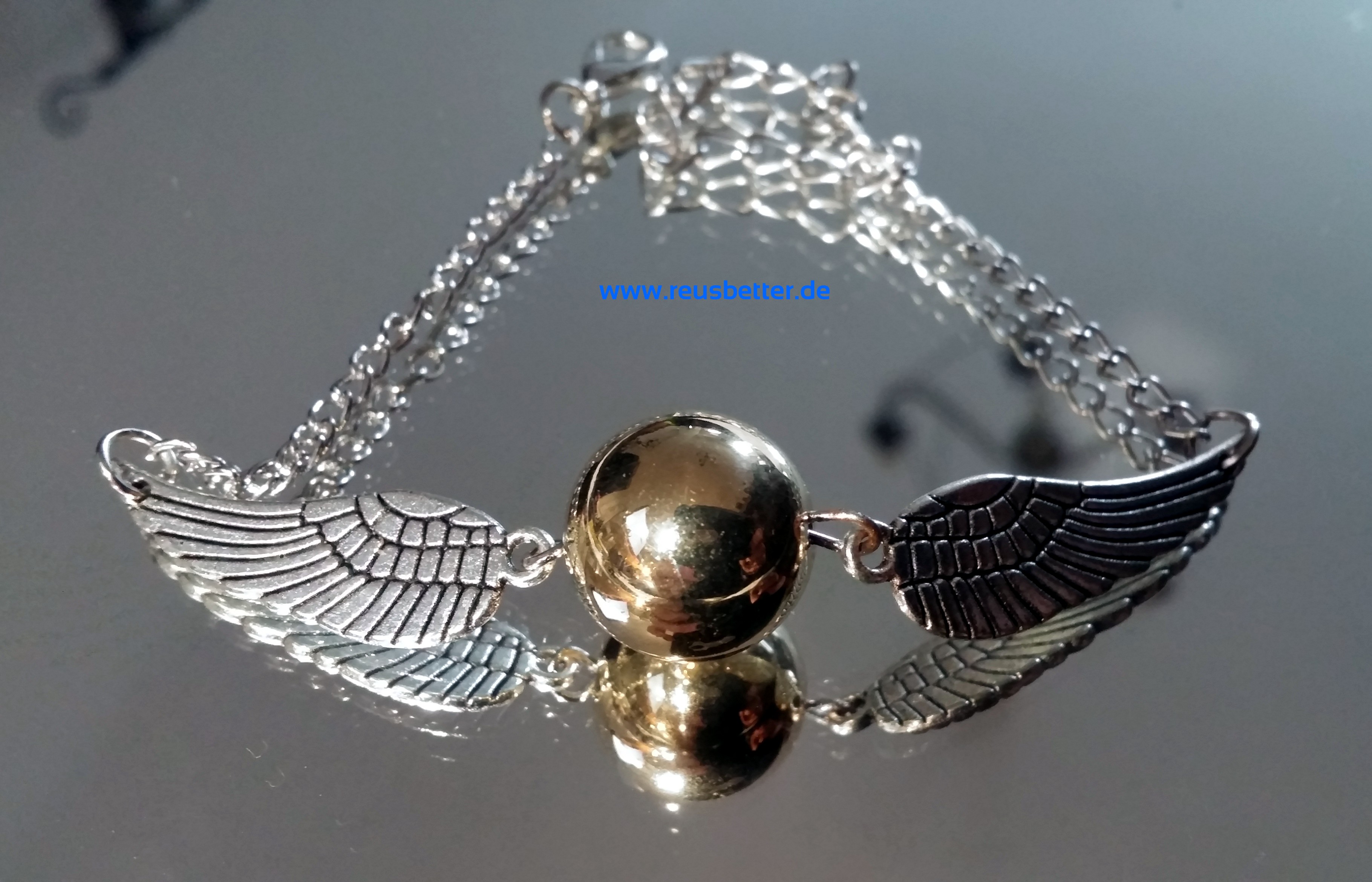 Harry Potter Goldener Schnatz Quidditch Silber Halskette & Armband Geschenk Set 