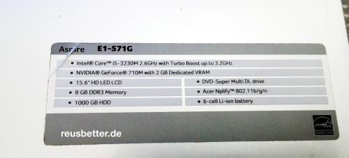 ACER Aspire E1-571G-53238G1TMNKS |4GB RAM | 500 HDD | Notebook mit 15,6 Zoll Display | Intel Core™ i5 |  Schwarz