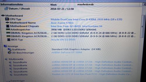 Acer Aspire 5741G-434G50Mnsk Notebook Intel Core i5 4 GB RAM ,15.6 Zoll