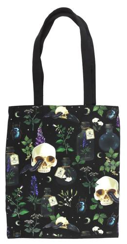 Tragetasche Gift und Ranken Totenkopf Alchemie Schwarz