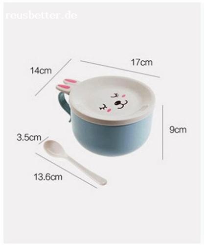 Ramen Schüssel Set | Süßer Hase | Edelstahl - Box |  Farbenwahl
