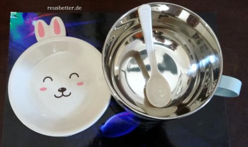 Ramen Schüssel Set | Süßer Hase | Edelstahl - Box |  Farbenwahl