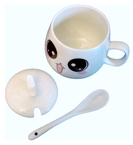 Teetasse - Kaffeetasse mit Deckel und Zubehör Anime Cartoon Motiv Teetasse