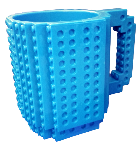 Trinkbecher - Kaffeebecher Bausteine 3D DIY - 350 ml Naviblau
