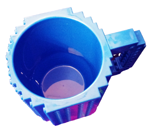 Trinkbecher - Kaffeebecher Bausteine 3D DIY - 350 ml Naviblau