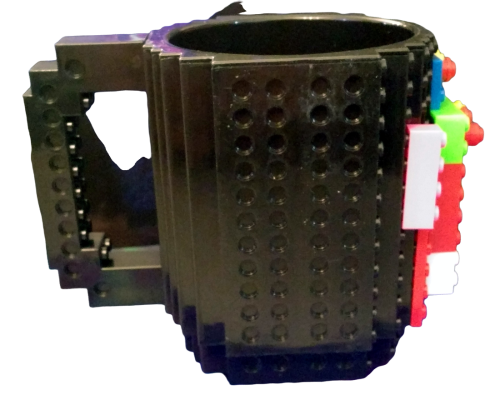 Trinkbecher - Kaffeebecher Bausteine -DIY 3D - 350 ml - Schwarz