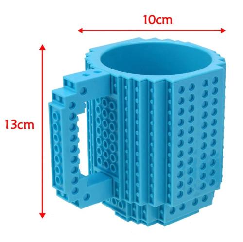 Trinkbecher - Kaffeebecher 3D Bausteine DIY - 350 ml Neon Grün