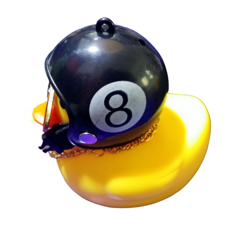 Biker Badeente mit 8 Ball Helm und Brille Deko Entchen Auto - Bike Sammeln