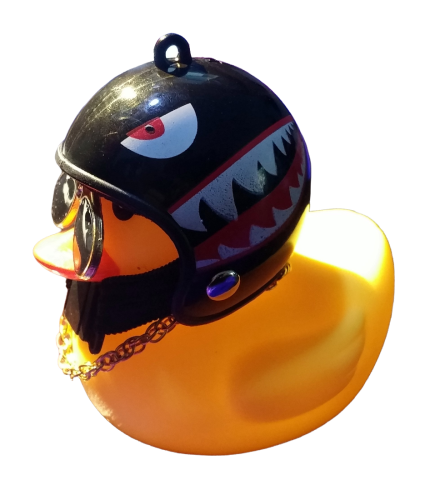 Biker Badeente mit Dämonen Helm und Brille Deko Entchen Auto - Bike Sammeln