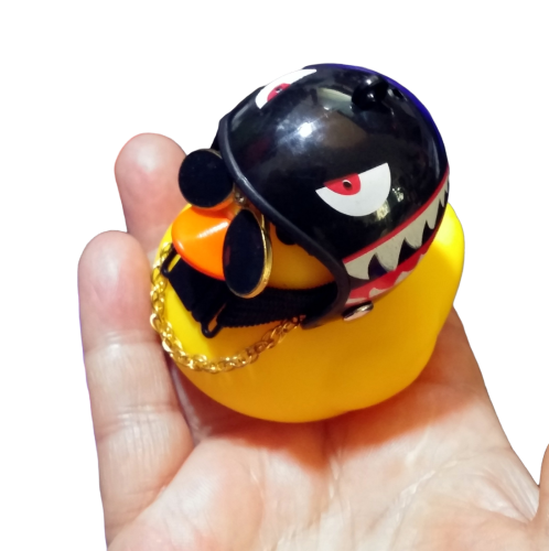 Biker Badeente mit Dämonen Helm und Brille Deko Entchen Auto - Bike Sammeln