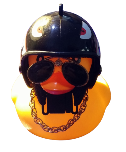 Biker Badeente mit Dämonen Helm und Brille Deko Entchen Auto - Bike Sammeln