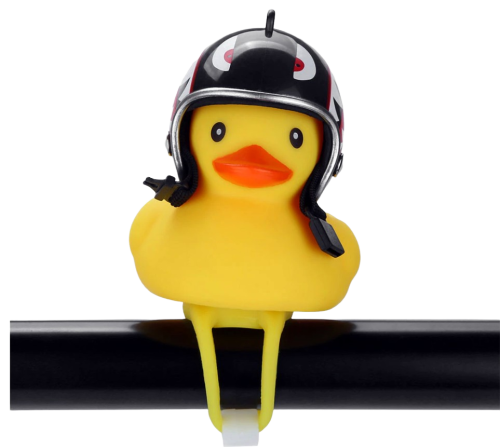 Biker Badeente mit Vikinger Helm und Licht Deko Entchen Fahrrad - Bike