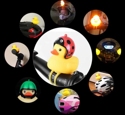 Biker Badeente mit Vikinger Helm und Licht Deko Entchen Fahrrad - Bike