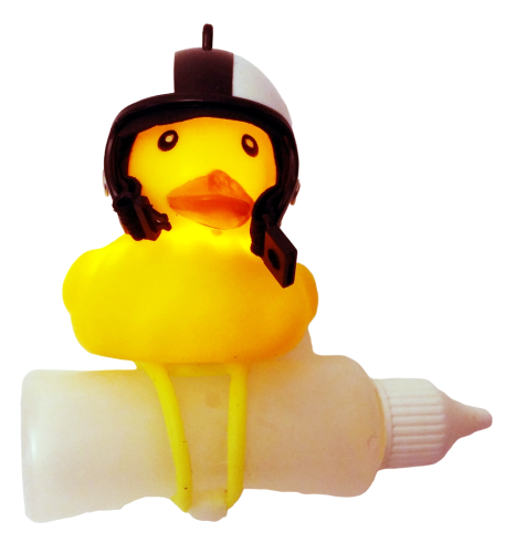 Biker Badeente mit Vikinger Helm und Licht Deko Entchen Fahrrad - Bike