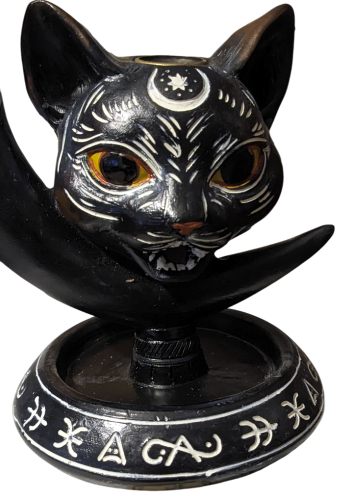 Black Moon Katze Blackflow Räucherbrenner - Räucherkerze Harz Skulptur Katze