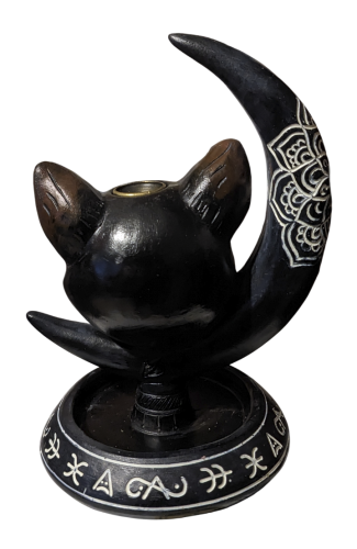 Black Moon Katze Blackflow Räucherbrenner - Räucherkerze Harz Skulptur Katze