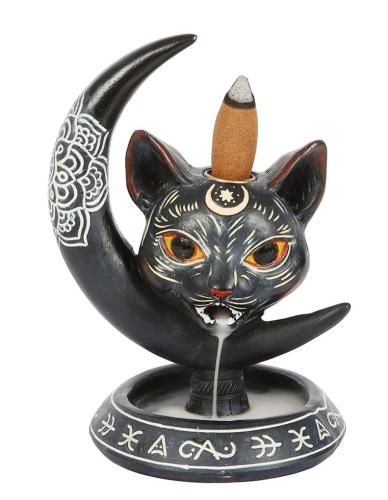 Black Moon Katze Blackflow Räucherbrenner - Räucherkerze Harz Skulptur Katze