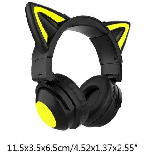 Bluetooth-Kopfhörer, Katzen Ohren LED Wireless Gaming Headset Kopfhörer für Smartphones/Laptop/Tablet