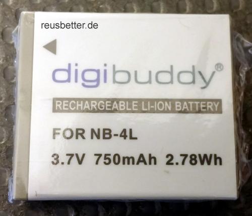 Canon NB-4L Kamera Akku | digibuddy Li-ion Batterie | 3.7V | 750mAh