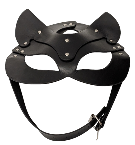 Cat - Ledermaske mit Nieten - Katzen Clubmaske - Cosplay Maske verstellbar