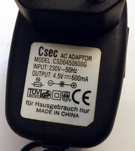 Csec AC Adapter CSD0450600G 4.5V Netzteil