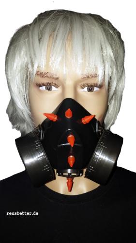 INDUSTRIAL, CYBER ,Gothic, Club GASMASKE UV Spikes Neon Unisex Blau